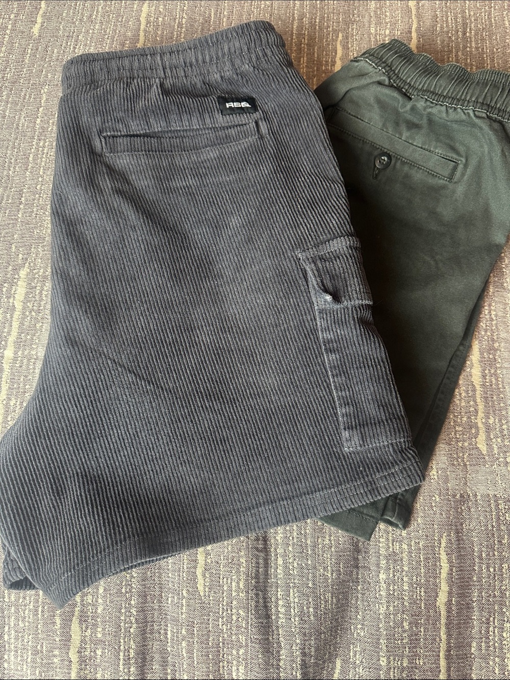 RSQ Charcoal Corduroy/Cotton Drawstring Pull On Shorts Bundle of 2 Sz Large